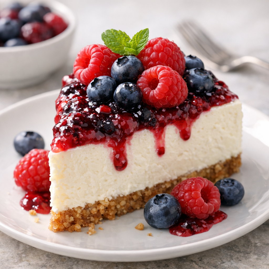 Kremowy sernik na zimno z owocami